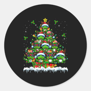 Group Santa Reindeer Elf Frogs Xmas Tree Colorful  Classic Round Sticker