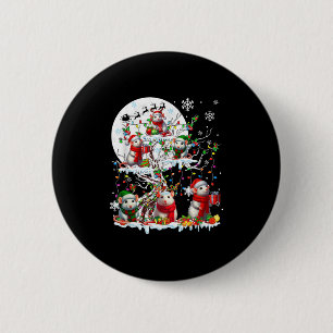 Group Santa Reindeer Elf Rats On Tree Christmas Sn 6 Cm Round Badge