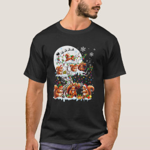 Group Santa Reindeer Elf Squirrels On Tree Christm T-Shirt