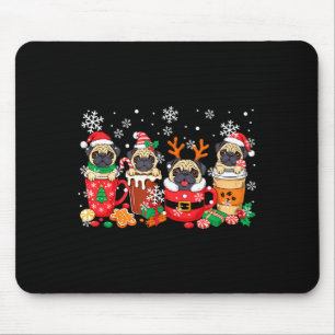 Group Santa Reindeer Pugs In Coffee C Christmas  Mouse Mat