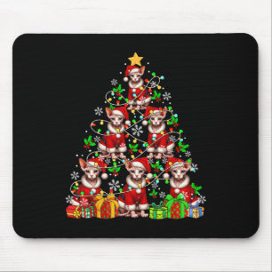 Group Santa Sphynx Cats As Xmas Tree Colourful Lig Mouse Mat