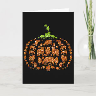 Group Sheeps Pumpkin Cute Shape Halloween Thanksgi Card