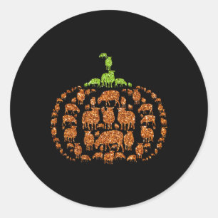 Group Sheeps Pumpkin Cute Shape Halloween Thanksgi Classic Round Sticker