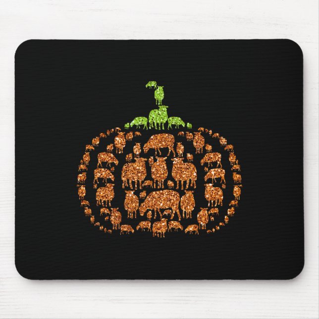 Group Sheeps Pumpkin Cute Shape Halloween Thanksgi Mouse Mat (Front)