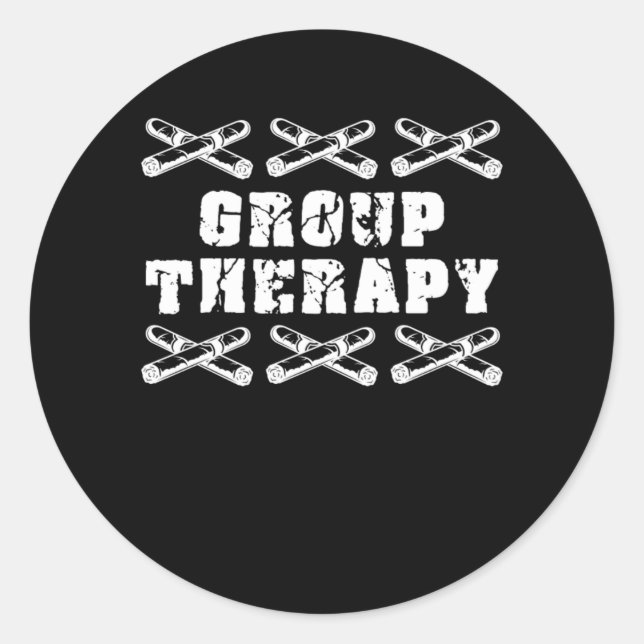 Group Therapy Cigar Smoking Tobacco Humidor Gift Classic Round Sticker (Front)