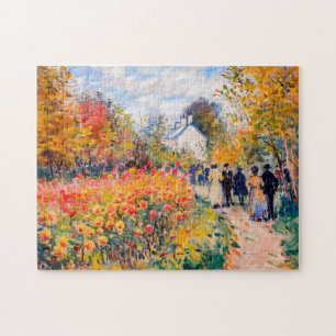Group walking in autumn garden with flowers jigsaw puzzle
