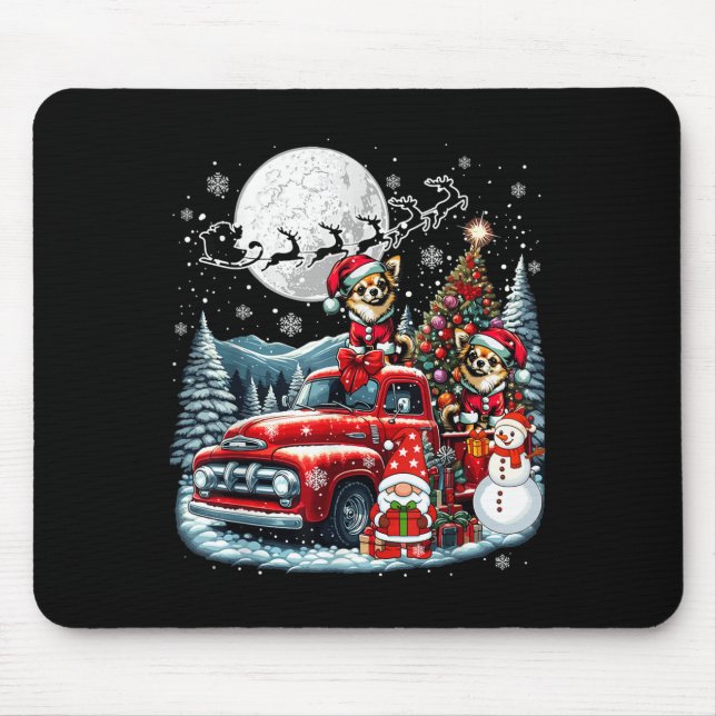 Group Xmas Gnome Snowman Santa Chihuahuas On Ckup  Mouse Mat (Front)