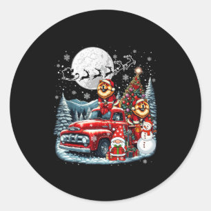 Group Xmas Gnome Snowman Santa Chow Chows On Ckup  Classic Round Sticker