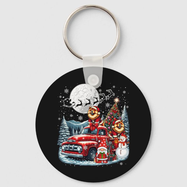 Group Xmas Gnome Snowman Santa Chow Chows On Ckup  Key Ring (Front)