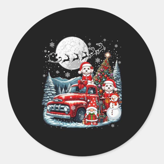 Group Xmas Gnome Snowman Santa Maltios On Ckup Tru Classic Round Sticker (Front)