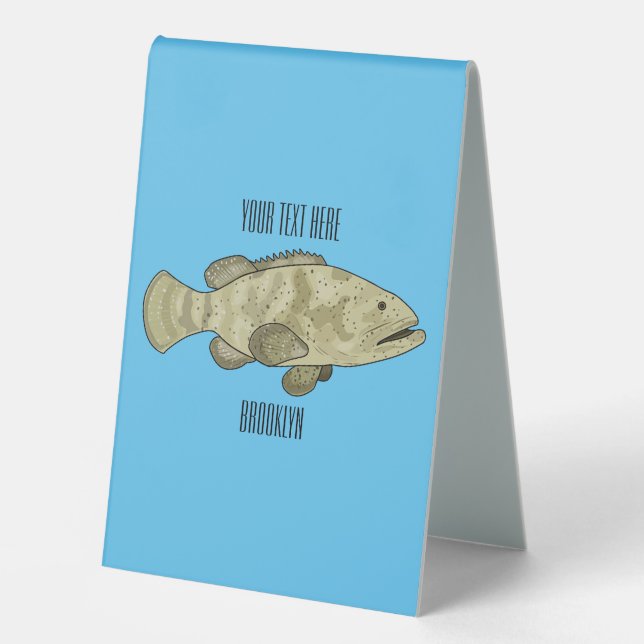 Grouper fish cartoon illustration (Front)