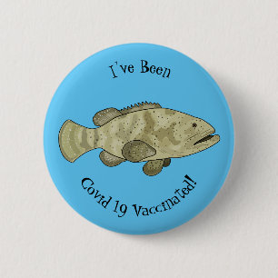 Grouper fish cartoon illustration 6 cm round badge