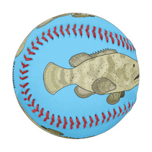 Grouper fish cartoon illustration baseball