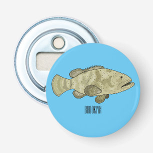 Grouper fish cartoon illustration bottle opener