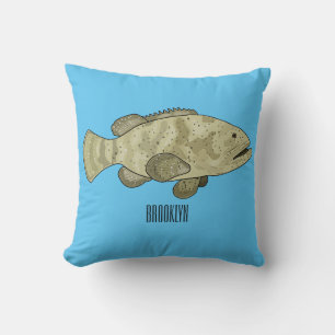 Grouper fish cartoon illustration cushion