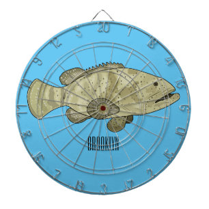 Grouper fish cartoon illustration dartboard
