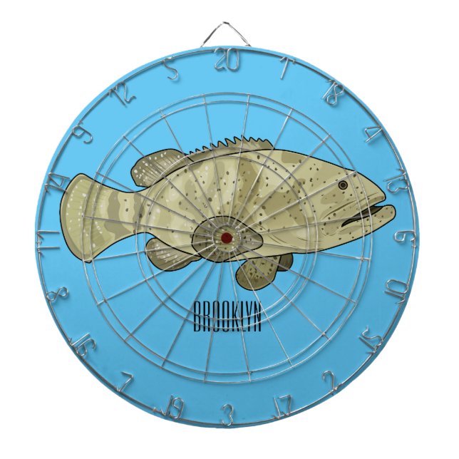 Grouper fish cartoon illustration dartboard (Front)