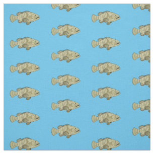 Grouper fish cartoon illustration fabric