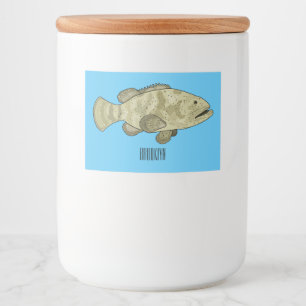 Grouper fish cartoon illustration food label