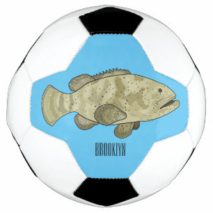 Grouper fish cartoon illustration football