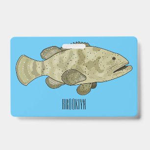 Grouper fish cartoon illustration ID badge
