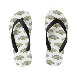 Grouper fish cartoon illustration kid's flip flops