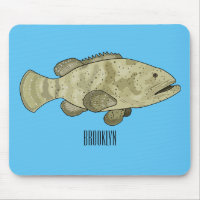 Grouper fish cartoon illustration