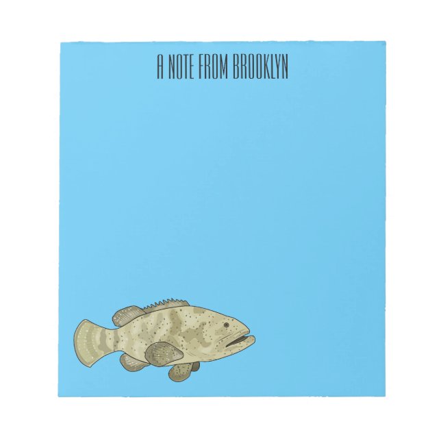 Grouper fish cartoon illustration notepad (Front)