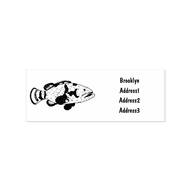 Grouper fish cartoon illustration rubber stamp (Imprint)