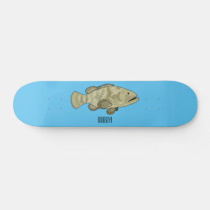 Grouper fish cartoon illustration skateboard