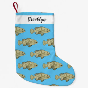 Grouper fish cartoon illustration small christmas stocking