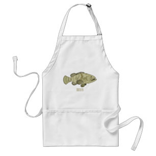 Grouper fish cartoon illustration standard apron