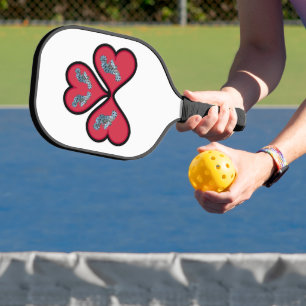 Grouper Twins - 3 Black-bordered Red Hearts    Pickleball Paddle