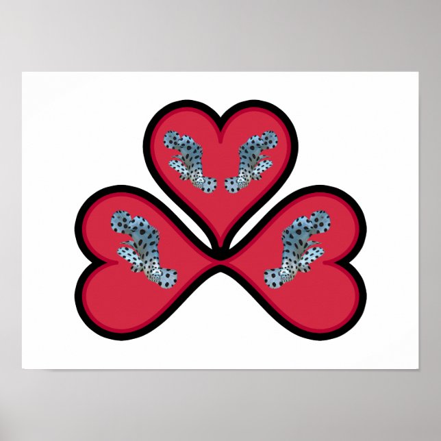 Grouper Twins - 3 Black-bordered Red Hearts |  Poster (Front)