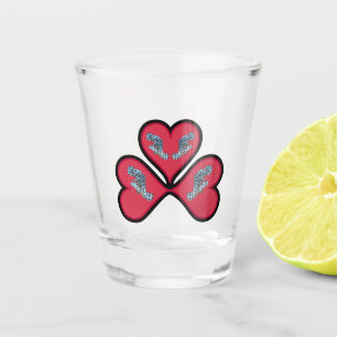 Grouper Twins - 3 Black-bordered Red Hearts Shot Glass