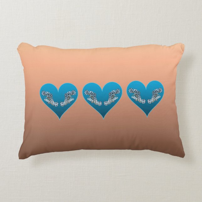 Grouperfish - Blue Hearts, arranged horizontally | Decorative Cushion (Front)