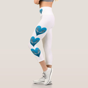 Grouperfish - Blue Hearts, arranged vertically Capri Leggings