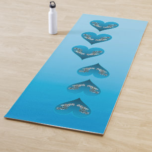 Grouperfish - Blue Hearts, arranged vertically Yoga Mat