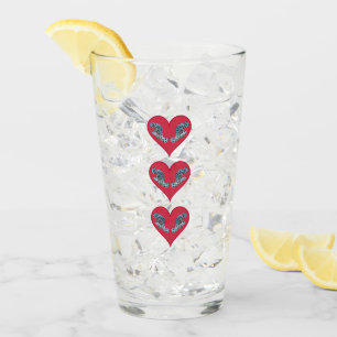 Grouperfish - Red Hearts, arranged vertically Glass