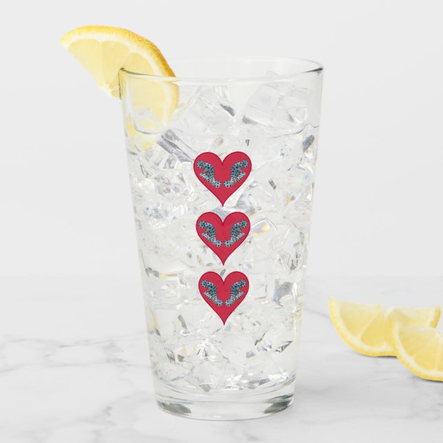 Grouperfish - Red Hearts, arranged vertically |  Glass (Front Ice)