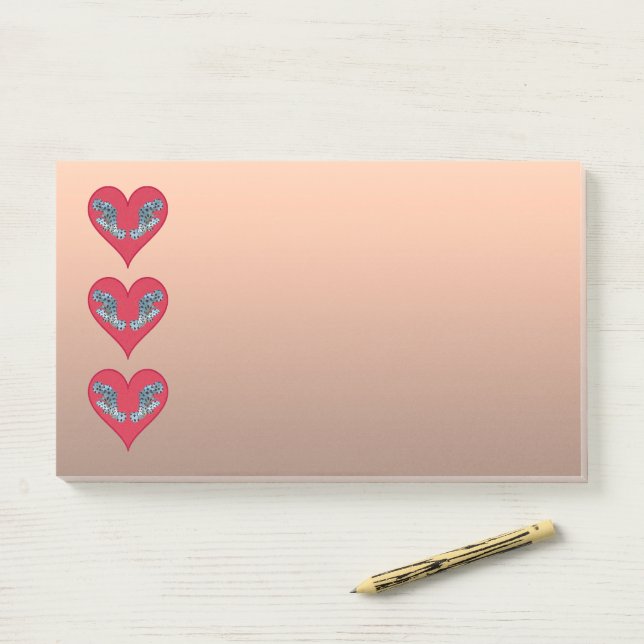 Grouperfish - Red Hearts, arranged vertically |  Post-it Notes (On Desk)