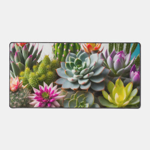 Grouping of cactus and succulent plants desk mat