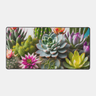 Grouping of cactus and succulent plants desk mat