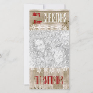 GROUPON Wood Texture Snowflakes Merry Christmas V3 Holiday Card