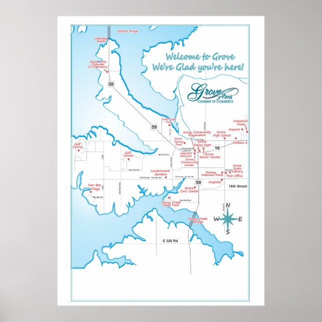 Grove OK attractions map Poster (Front)