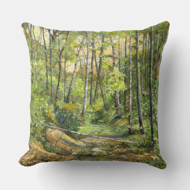 grove painting  watercolor on silk cushion (Front)