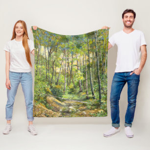 grove painting watercolor on silk fleece blanket
