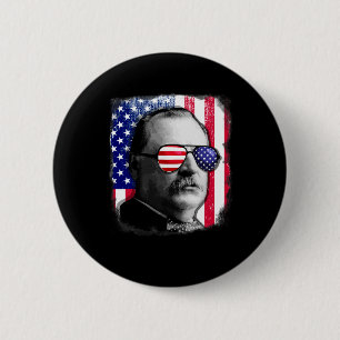 Grover Cleveland Us Flag 4th Of July 6 Cm Round Badge