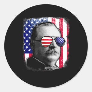 Grover Cleveland Us Flag 4th Of July  Classic Round Sticker