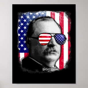 Grover Cleveland Us Flag 4th Of July Poster